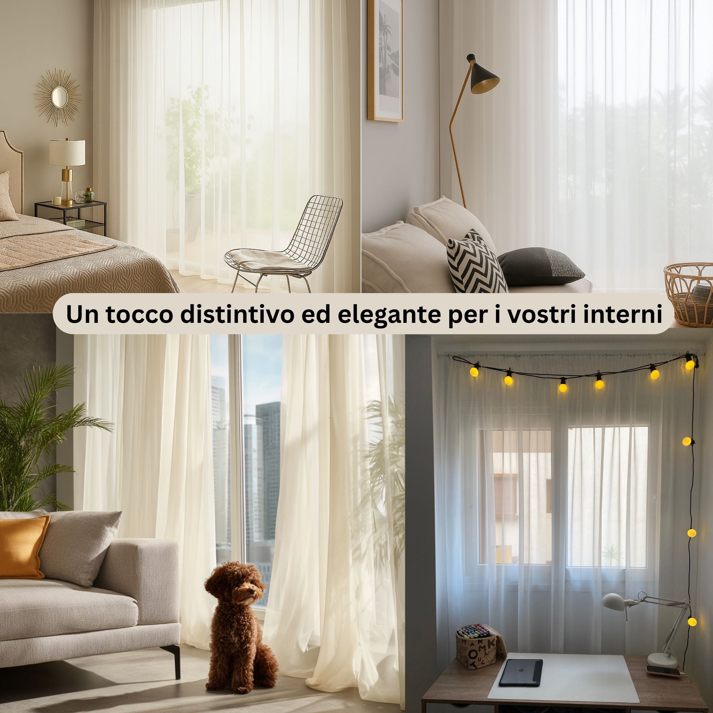 Tenda Velata Bianca Premium, Tenda in Voile Bianco Trasparente, Tenda a Pieghe Fisse, Tenda Velata Bianca a Onda Perfetta - Su Misura