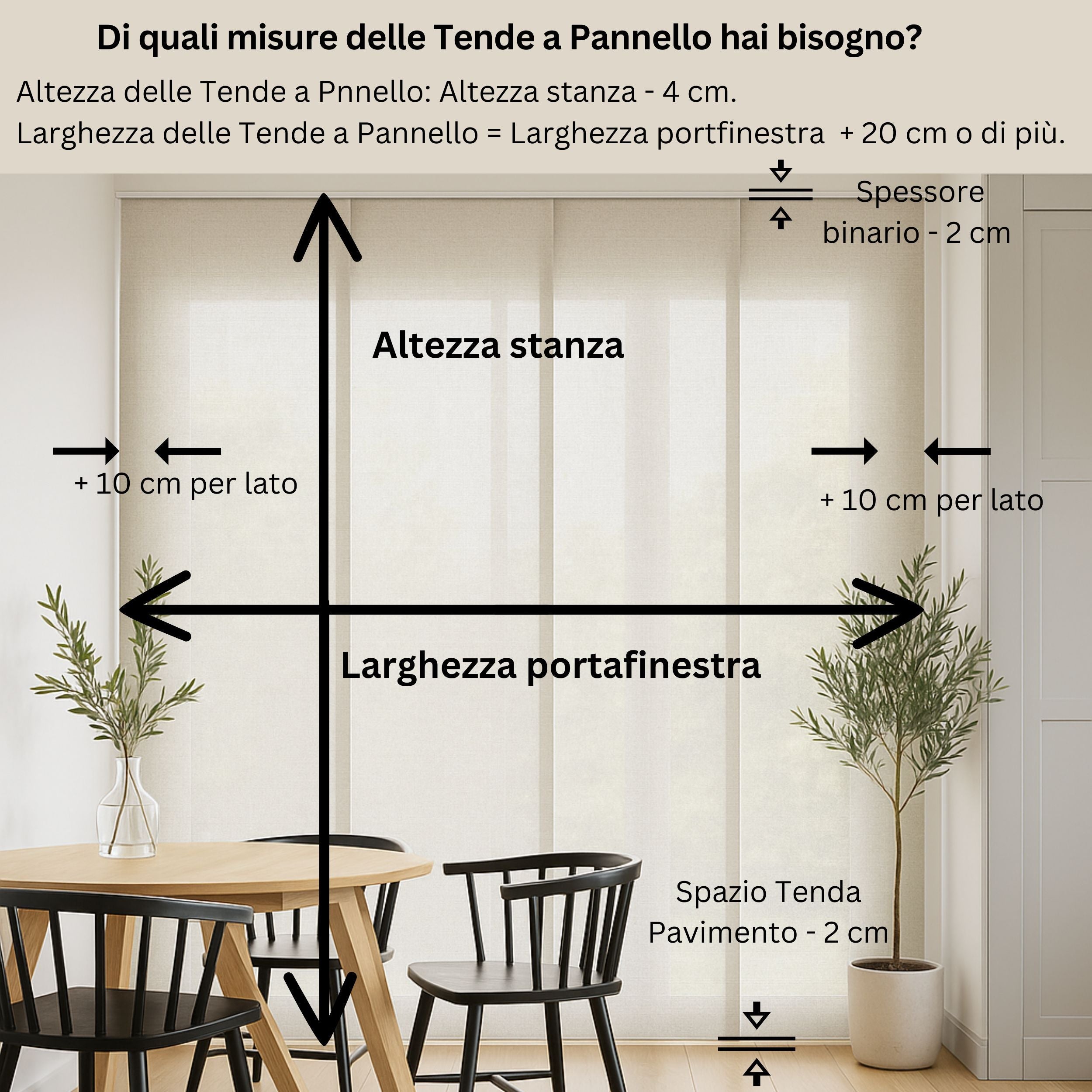 Tenda a Pannello in Linotex per Porta Finestra, Tende a Pannello Scorrevole moderne ideali per ampie vetrate, Alta Qualità