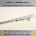 Binario per Tende, Singolo, color Argento, a Parete – Misure Personalizzate, Design Moderno ed Elegante