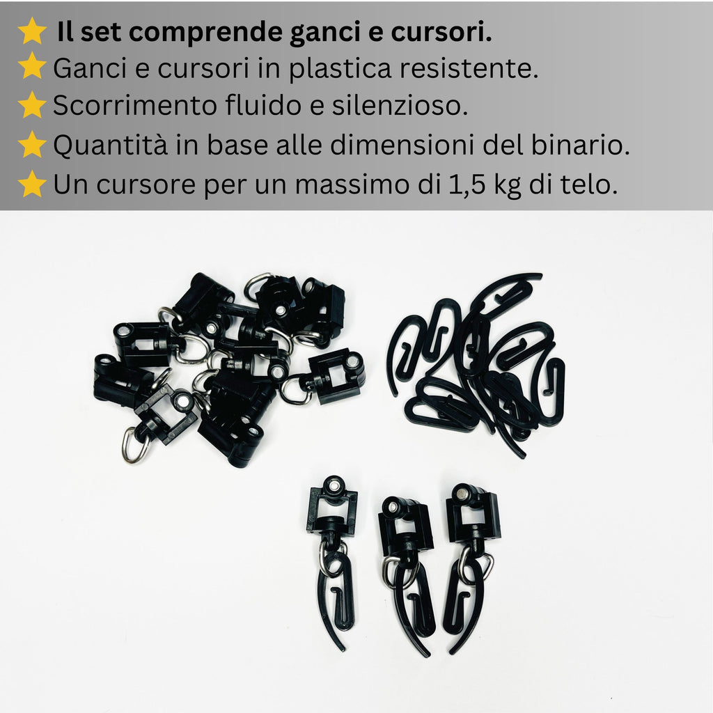 Binario Doppio per Tende, color Nero Opaco, a Parete – Misure Personalizzate, Design Moderno e Funzionale