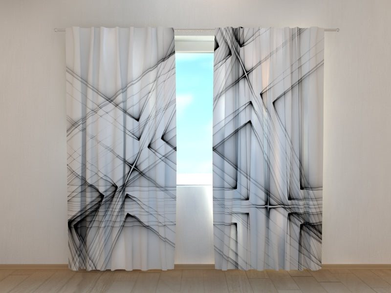 Foto Tende Linee Astratte in Bianco e Nero