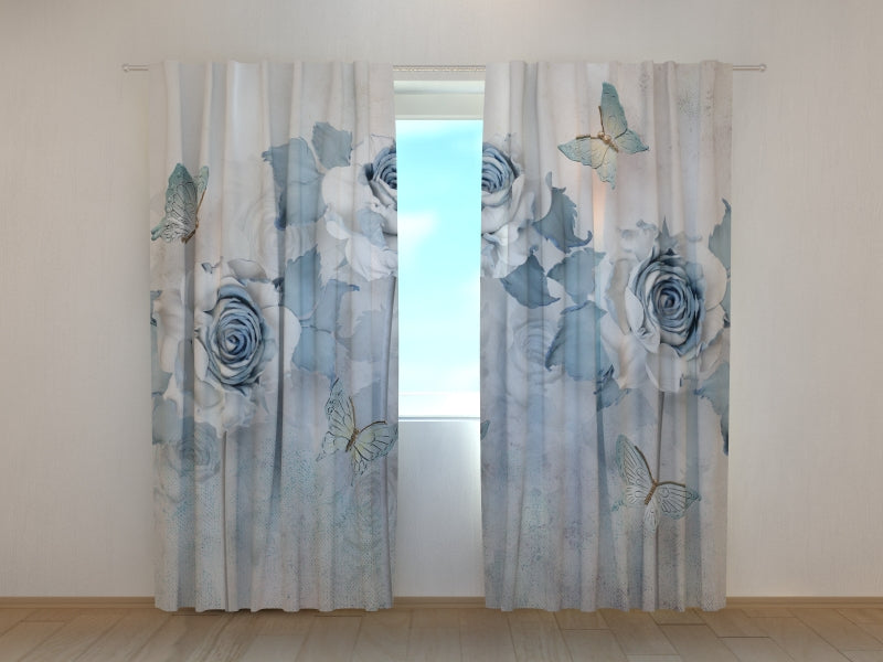 Foto Tende Farfalle e Rose Astratte
