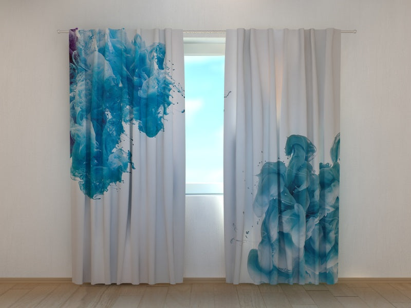 Foto Tende Schizzi di Vernice Blu