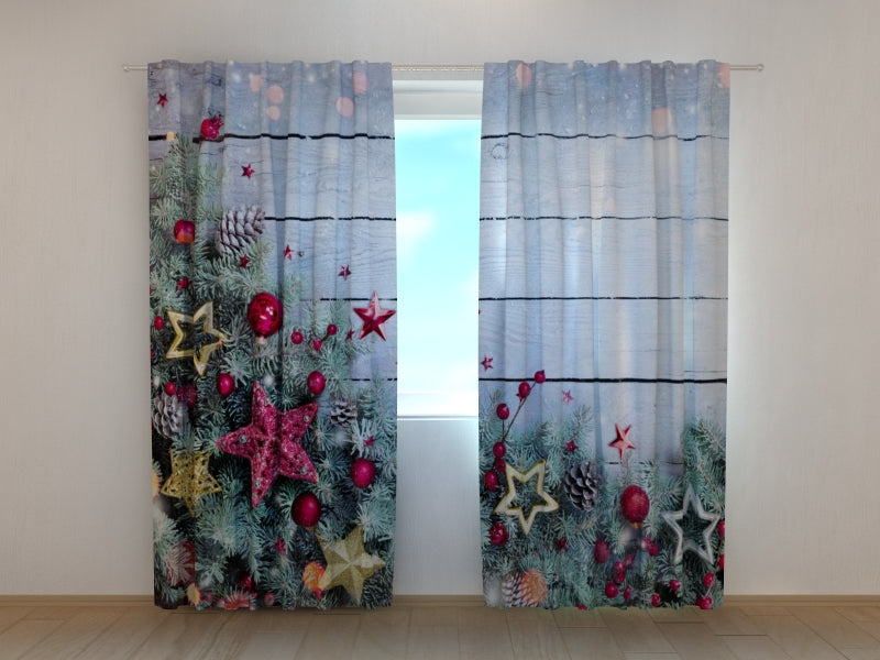 Foto Tende Decorazione Natalizia Di Rami Di Abete e Stelle