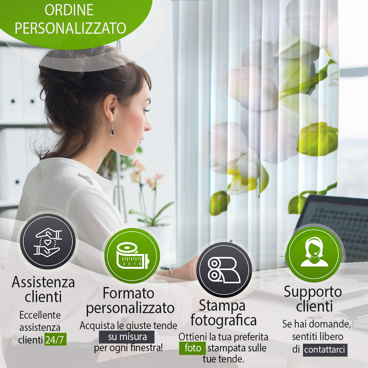 Foto Tende Rose in Sfumature Bianche e Nere