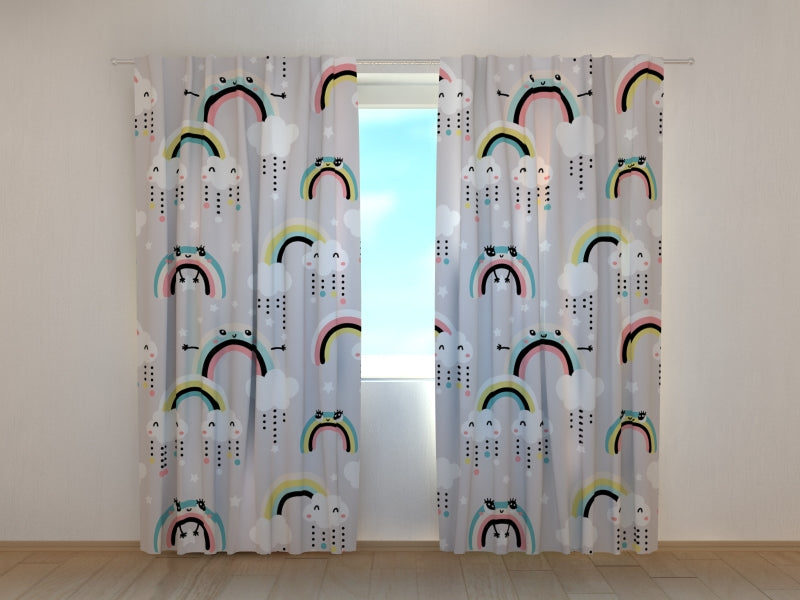 Foto Tende Arcobaleno Carino e Nuvola con Occhi