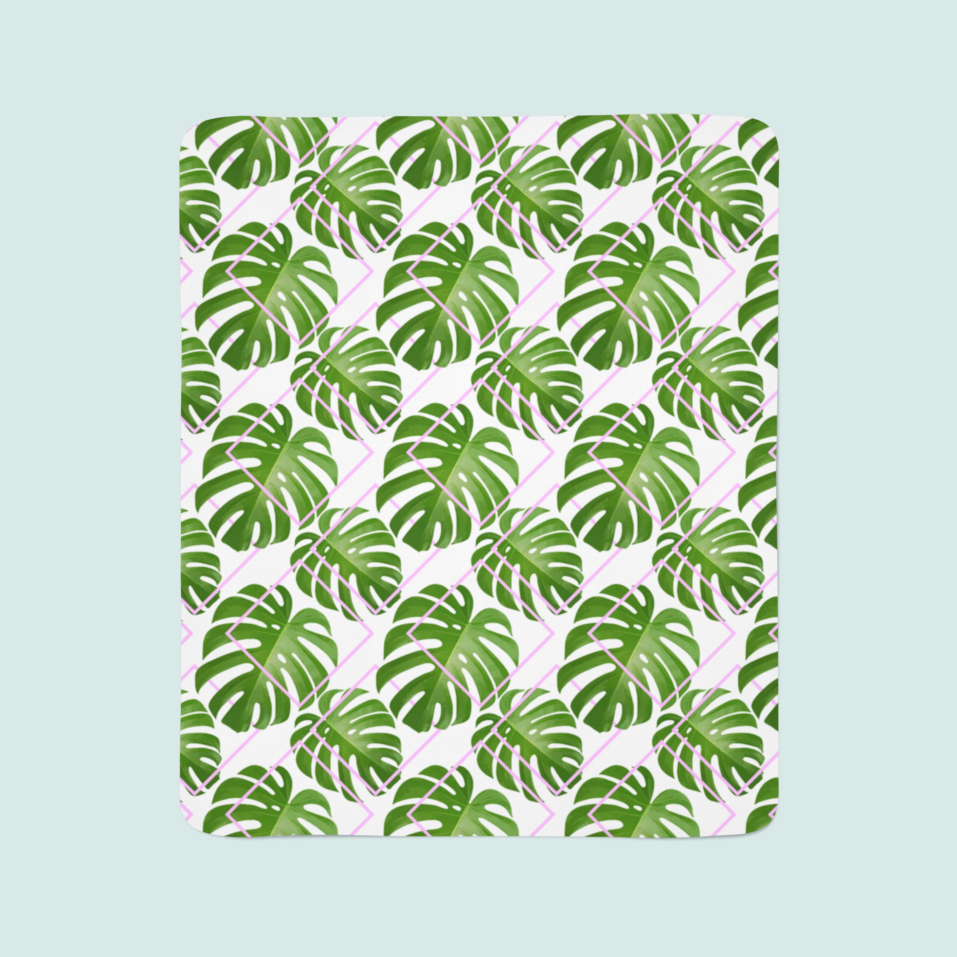 Coperta in Flanella Foglie di Palma Tropicali