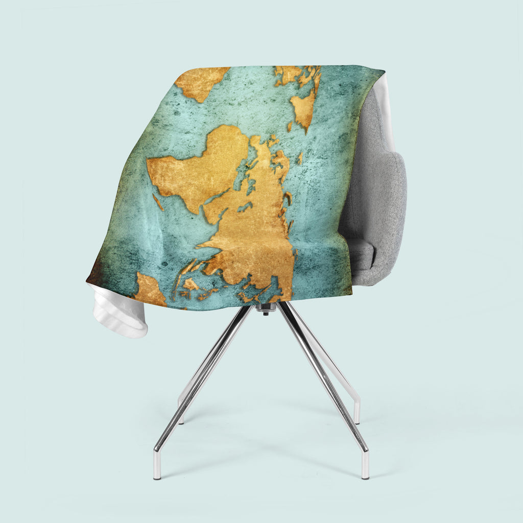 Coperta in Flanella Mappa del Mondo d'Oro