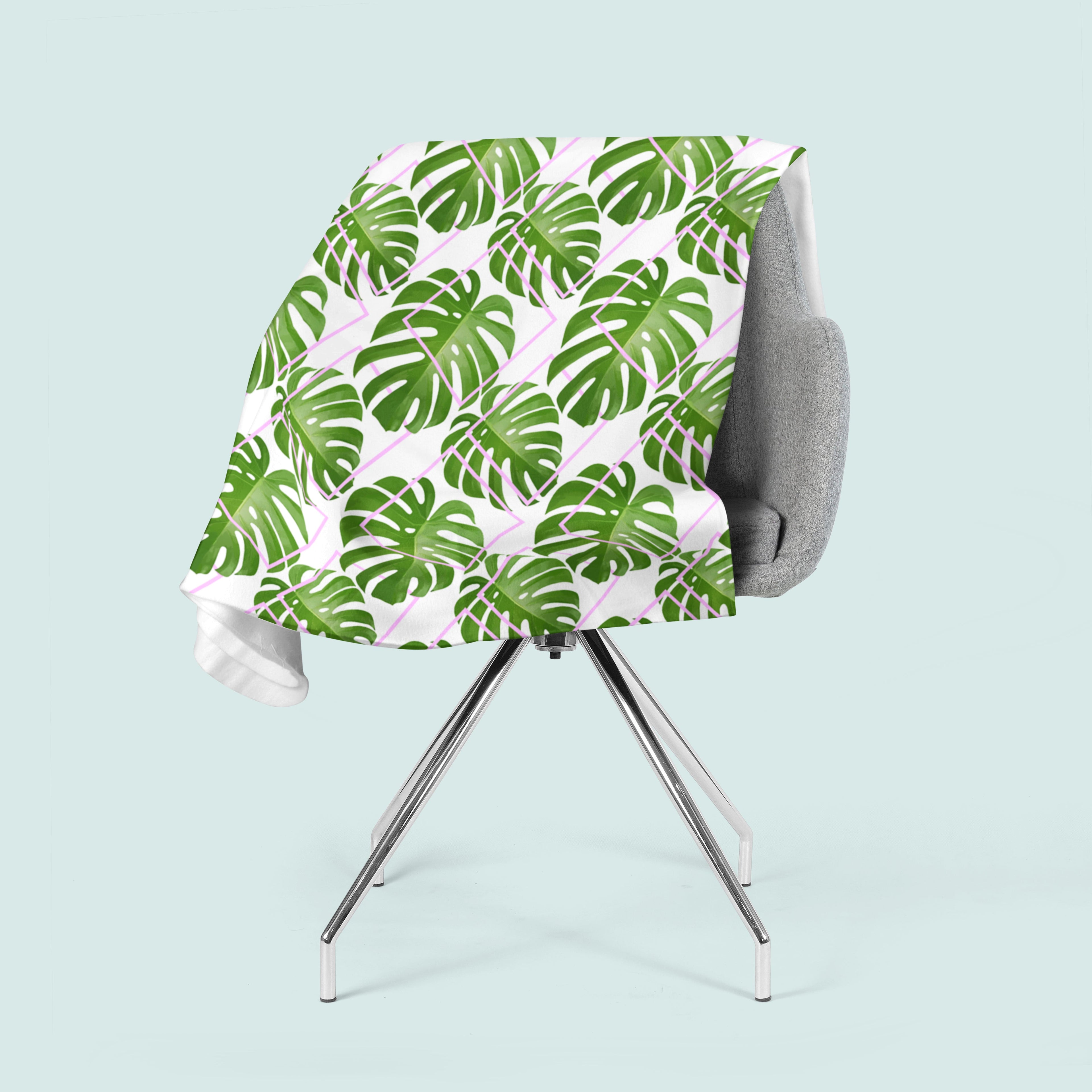 Coperta in Flanella Foglie di Palma Tropicali