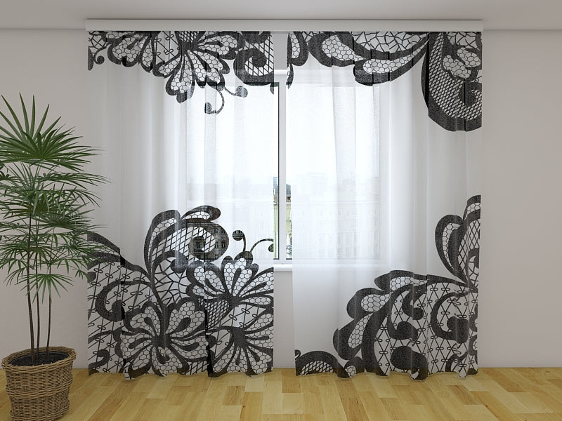 Foto Tende Elegante Pizzo Nero