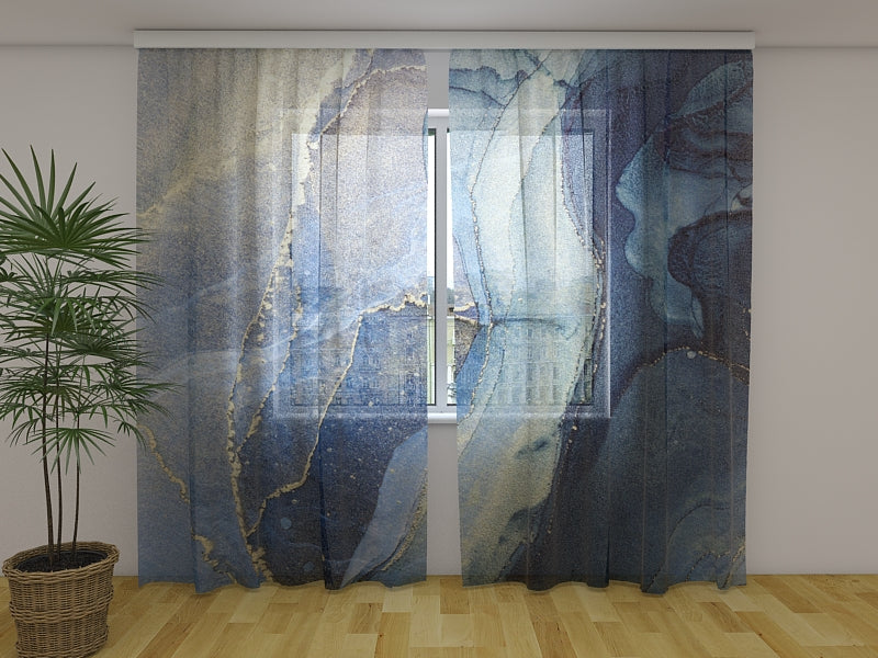 Foto Tende Astrazione di Lusso in Blu e Oro
