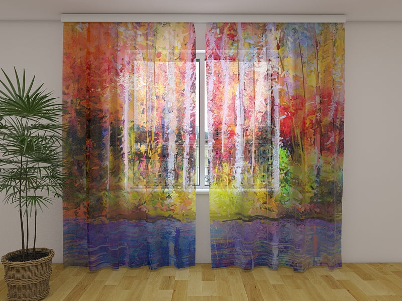 Foto Tende Pittura a Olio Alberi Autunnali Sgargianti