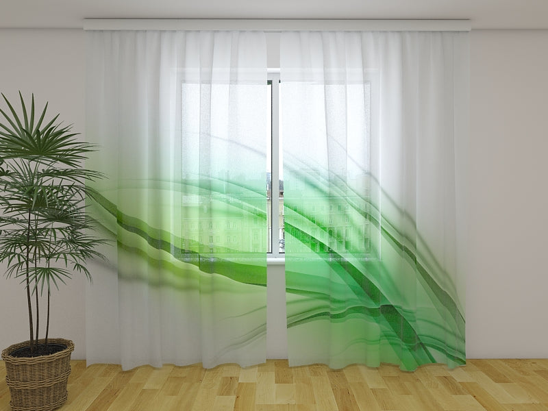 Foto Tende Foglia Verde Astratta