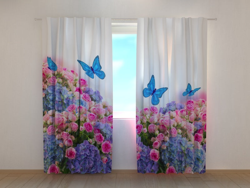 Foto Tende Bouquet dal Giardino e Farfalle Blu
