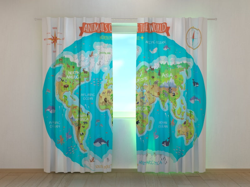 Foto Tende Mappa per Bambini con gli Animali del Mondo