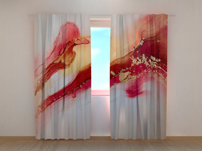 Foto Tende Astrazione di Lusso in Rosso e Oro