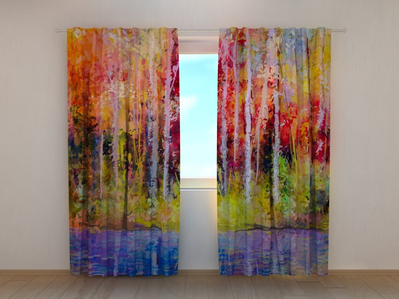 Foto Tende Pittura a Olio Alberi Autunnali Sgargianti