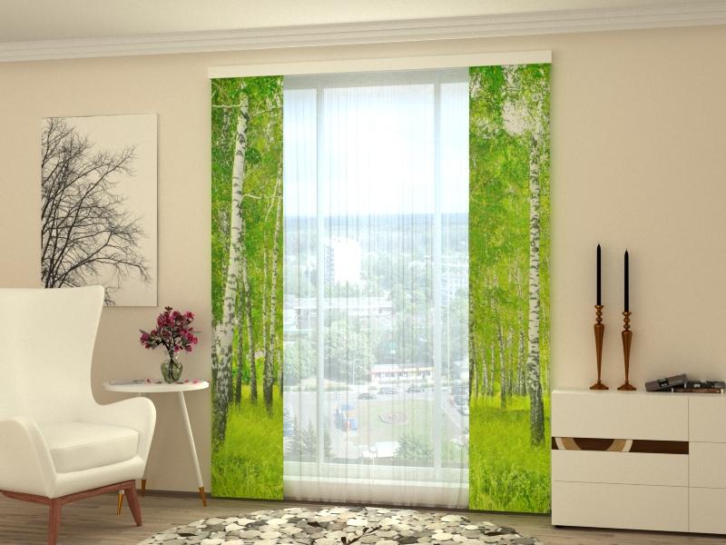 Set di 2 Tende a Pannello Foresta di Betulle
