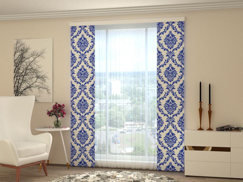 Set di 2 Tende a Pannello Ornamento Blu
