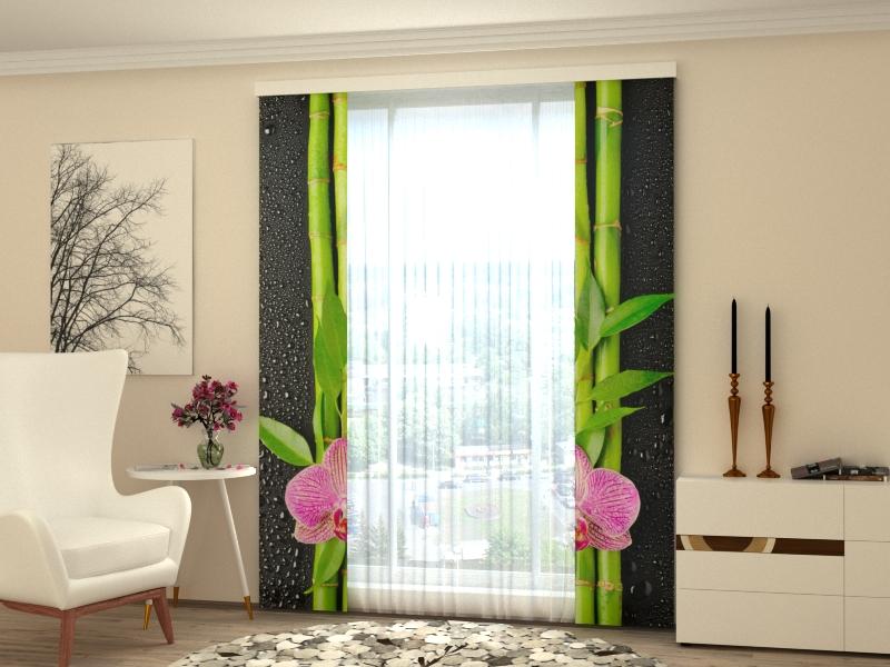 Set di 2 Tende a Pannello Orchidee e Bambù 3