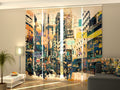 Set di 4 Tende a Pannello New York Astratta