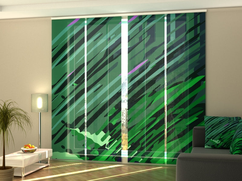 Set di 4 Tende a Pannello Graziosa Illustrazione Verde