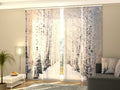 Set di 4 Tende a Pannello Foresta di Betulle nella Neve