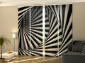 Set di 4 Tende a Pannello Spirale in Bianco e Nero