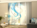 Set di 4 Tende a Pannello Astrazione Armoniosa Blu e Grigio