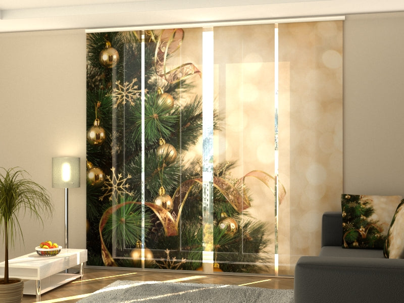 Set di 4 Tende a Pannello Oro di Natale