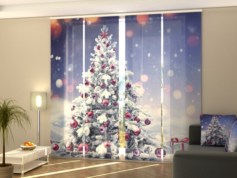 Set di 4 Tende a Pannello Albero di Natale Decorato