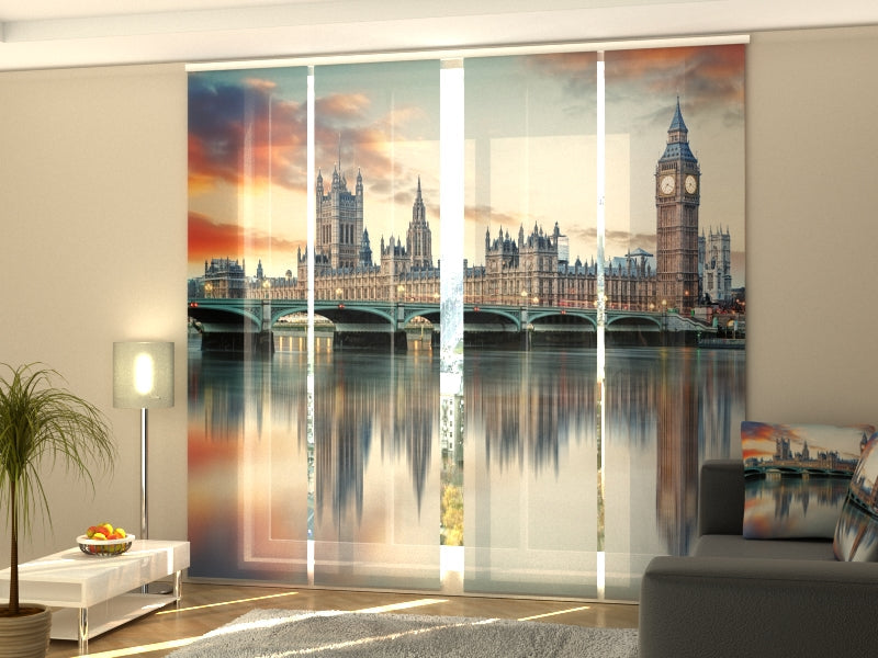 Set di 4 Tende a Pannello Londra Big Ben e Houses of Parliament