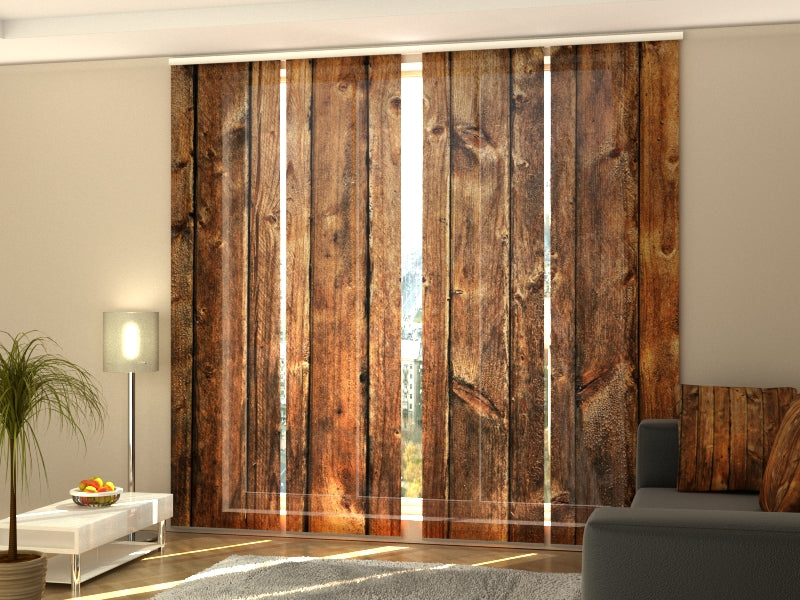 Set di 4 Tende a Pannello Vecchie Tavole di Legno