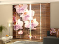 Set di 4 Tende a Pannello Orchidea e Legno