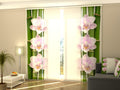 Set di 4 Tende a Pannello Orchidee Rosa e Bambù