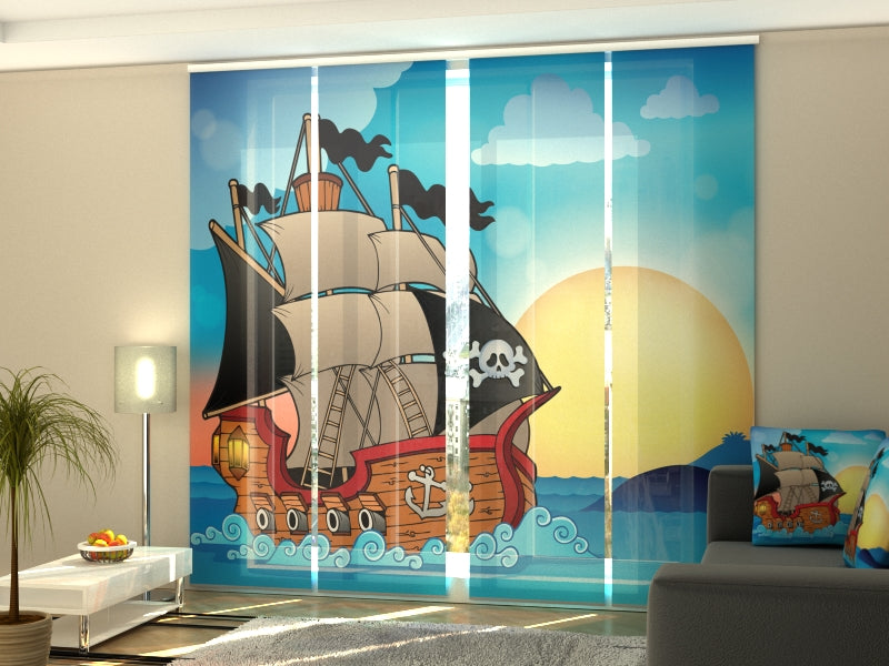Set di 4 Tende a Pannello Nave Pirata