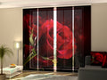 Set di 4 Tende a Pannello Cuore Rosso
