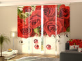Set di 4 Tende a Pannello Rose e Perline