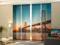 Set di 4 Tende a Pannello Skyline di San Francisco al Tramonto