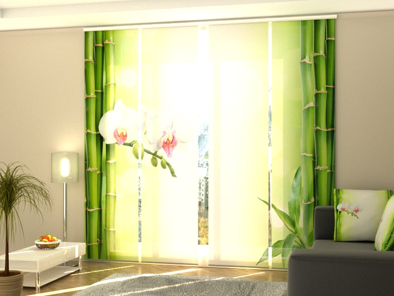 Set di 4 Tende a Pannello Orchidea Bianca con BambC9 Fresco