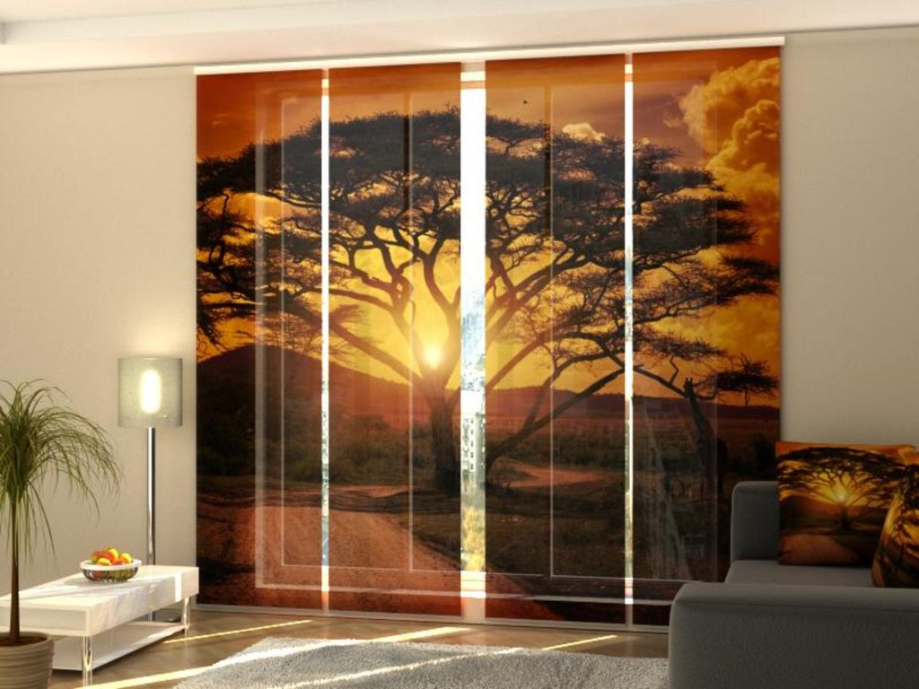 Set di 4 Tende a Pannello Tramonto Africano