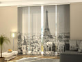 Set di 4 Tende a Pannello Mattinata a Parigi in Bianco e Nero