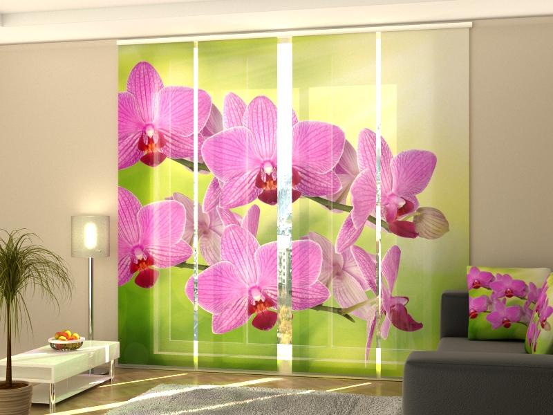 Set di 4 Tende a Pannello Orchidea Romantica