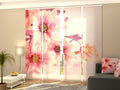 Set di 4 Tende a Pannello Gerbere Rosa