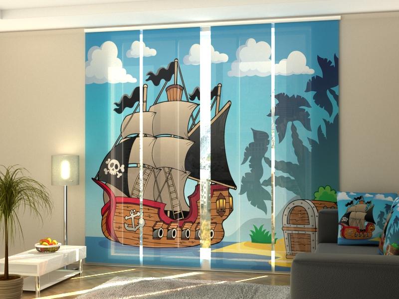 Set di 4 Tende a Pannello Pirata e Tesoro 2