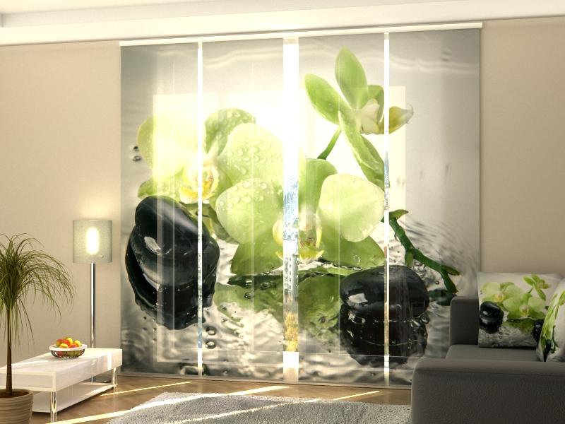 Set di 4 Tende a Pannello Orchidea Color Pistacchio