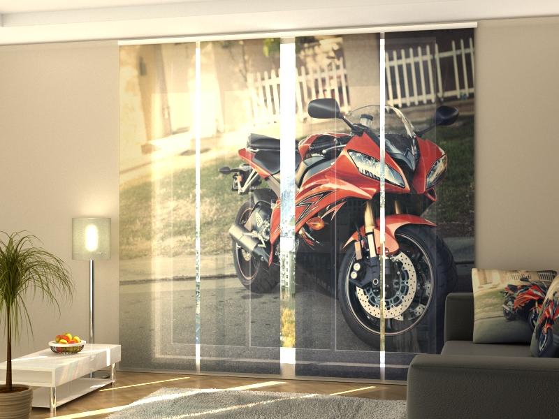 Set di 4 Tende a Pannello Moto Rossa