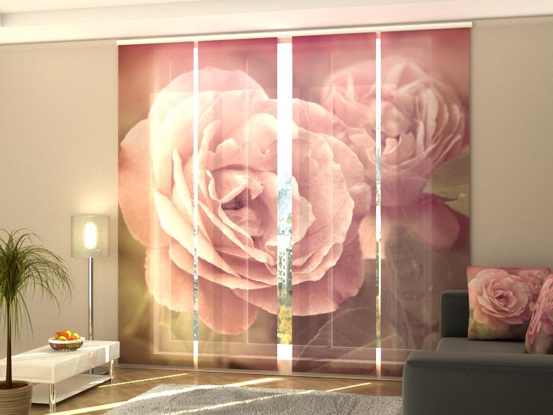 Set di 4 Tende a Pannello Rose RetrC2