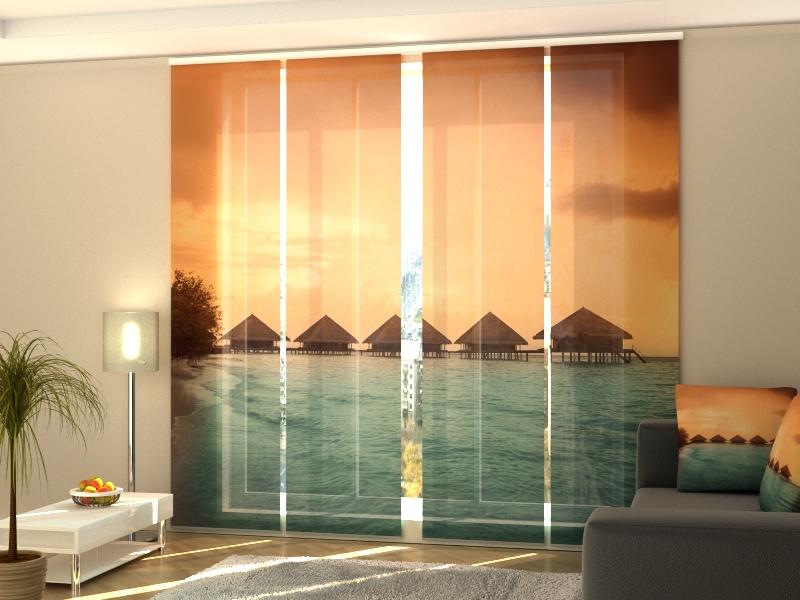Set di 4 Tende a Pannello Tramonto in Thailandia
