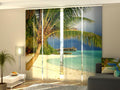 Set di 4 Tende a Pannello Spiaggia Tropicale con Palme